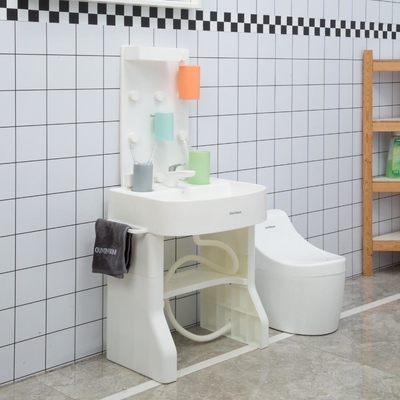 Children Size Plastic Wash Basin With Stand Free Standing Pedestal