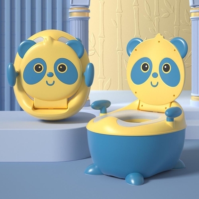 Adorable Panda Shape Blue Yellow Cartoon Baby Training Potty with EN71 Certification