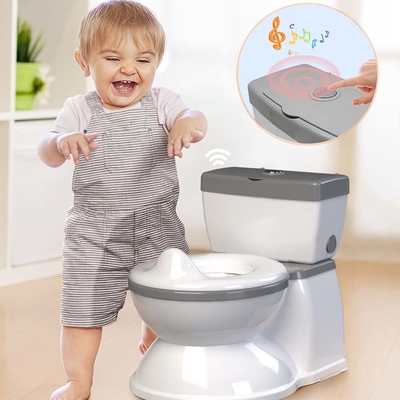 Baby Potty Toilet with Cute Cartoon Design Easy To Clean Kids Potty with Flushing Sound Music