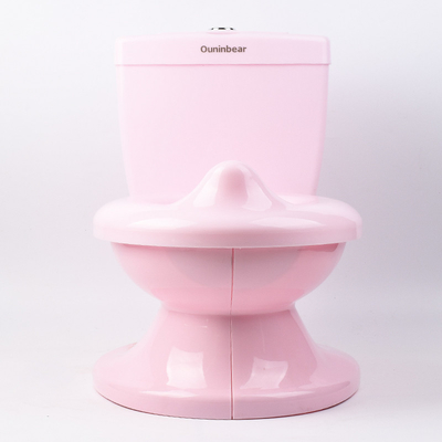 Handle Button Plastic Baby Potty Toilet with Print Pattern Training Seat in Pink/Blue/White Colors