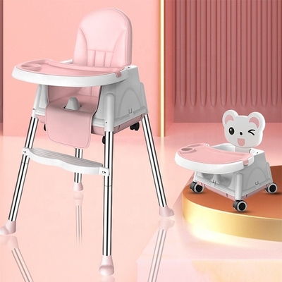 Beige/Pink/Sky Stable Portable Baby Feeding Chair Adjustable Height