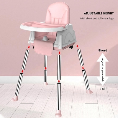 Beige/Pink/Sky Stable Portable Baby Feeding Chair Adjustable Height