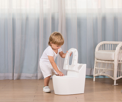 White Baby Training Potty Cartoon Print Plastic Toilet Trainer - EN71 Test Certified