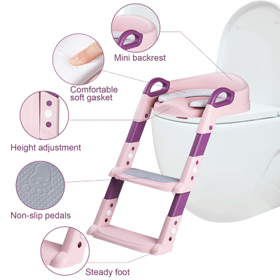 OEM ODM Soft Cushion Foldable Potty Seat With Steps OUNINBEAR Brand