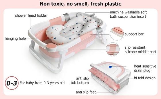 Anti Mold Newborn Baby Bathtub Set Collapsible Bath Tubs  60.5*43*20.5cm