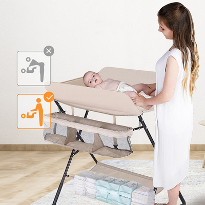 Ouninbear Portable Folding Baby Diaper Changing Table With Storage And Movable Nursery Pad