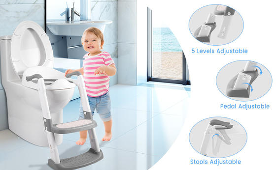 Grey/Blue/Red 3 In 1 Potty Training Seat With Step Stool Ladder Fits 1-10 Years Old