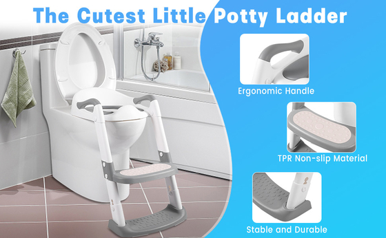 Grey/Blue/Red 3 In 1 Potty Training Seat With Step Stool Ladder Fits 1-10 Years Old