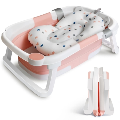 Lightweight Baby Bathtub Plastic Collapsible Bathtub With Electronic Thermometer