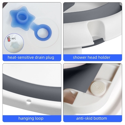 Lightweight Baby Bathtub Plastic Collapsible Bathtub With Electronic Thermometer