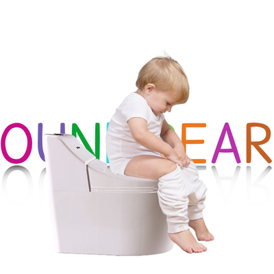 White Baby Training Potty Cartoon Print Plastic Toilet Trainer - EN71 Test Certified
