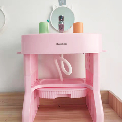 Children Size Plastic Wash Basin With Stand Free Standing Pedestal