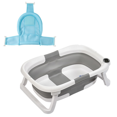 Portable Collapsible Infant Baby Bathtub Set High Temperature Resistance Carton Print