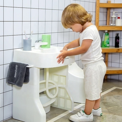 Simulated Baby Bathroom Hand Washing Basin Child Size Sink With Plastic Stand