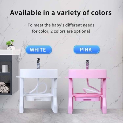 Ouninbear Sink Kids Wash Basin Plastic With Light And Water Tank In White