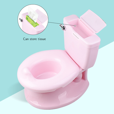 Handle Button Baby Potty Toilet in White Blue Pink Color with Solid Pattern - EN-71 Certified - 1.38kg Net