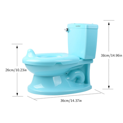 Handle Button Baby Potty Toilet in White Blue Pink Color with Solid Pattern - EN-71 Certified - 1.38kg Net