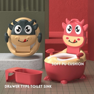 Cow Shape Dark Green Red Baby Training Potty with EN71 Test Certificate
