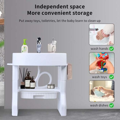 Large Square Type Children's Washstand Hot Selling Safety Standards White / Pink Color Customized