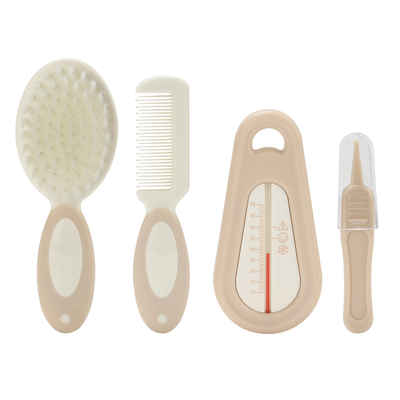 Soft Baby Grooming Brush , Bath Water Thermometer Set for Newborn Head Care