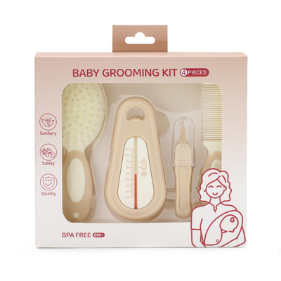 Soft Baby Grooming Brush , Bath Water Thermometer Set for Newborn Head Care