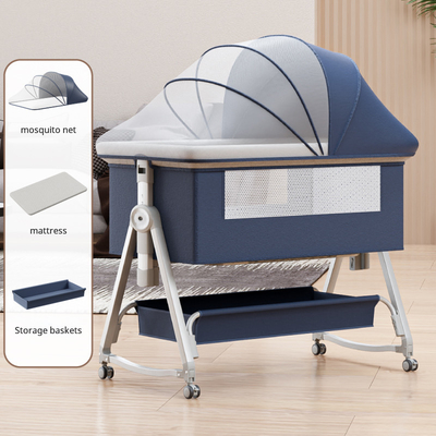Multi Functional Baby Crib with Foldable Height Adjustment Splicing, Portable and Movable Bedside Swing, Cradle, Sleeping Bed
