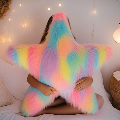 White/Colorful Five-pointed Star Pillow Soft Plush Stuffed Doll Toys Hobbies Exquisite Pillow Home Decoration Birthday Gifts